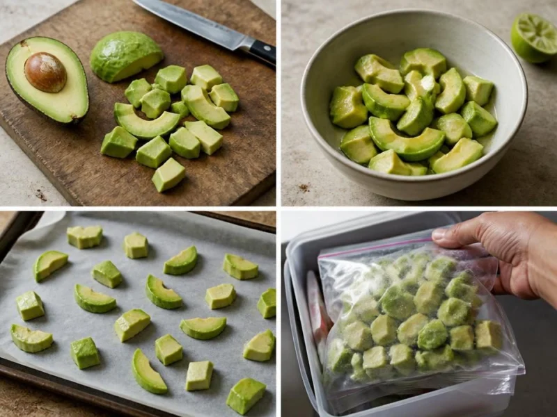Freeze avocado slices or cubes