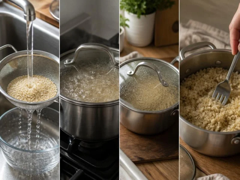 From rinsed quinoa to fluffy grains