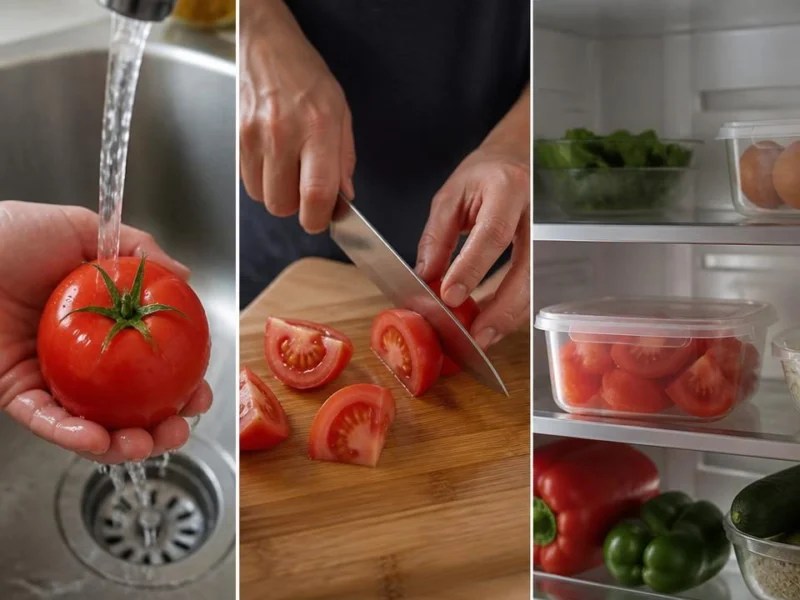 Safely storing cut tomatoes