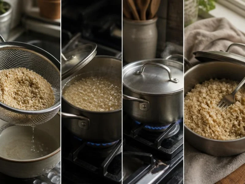 Stovetop quinoa cooking steps