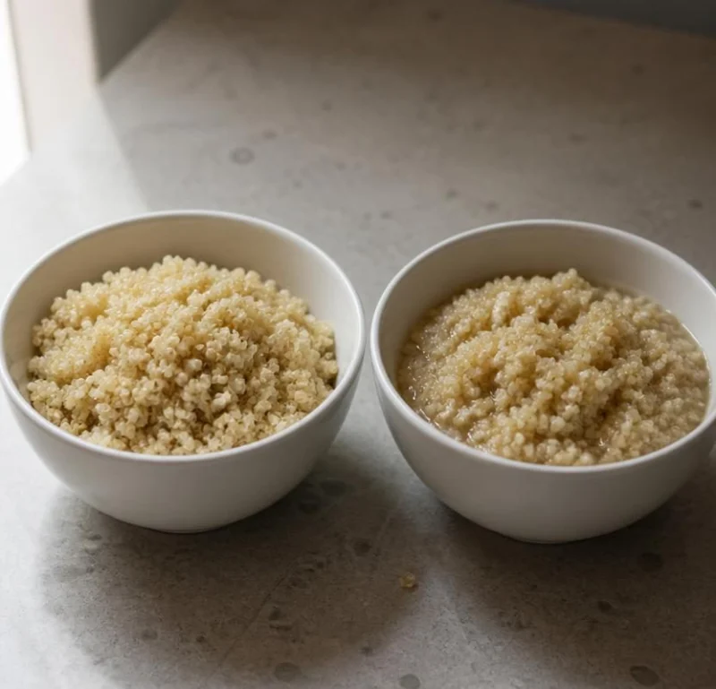 Visual signs of properly cooked quinoa