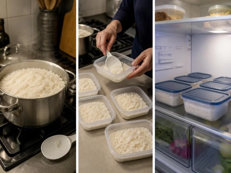 Cool and refrigerate cooked rice safely