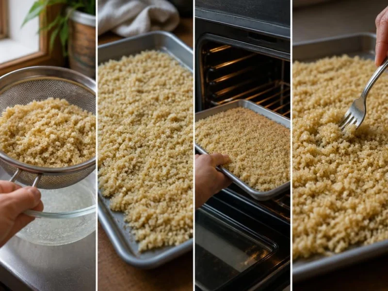 Drain and dry wet quinoa
