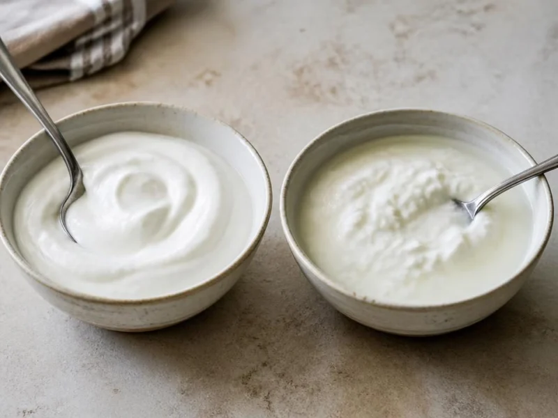 Fresh vs. thawed Greek yogurt texture