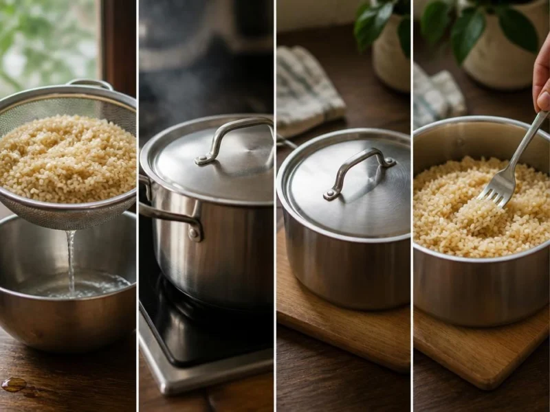 From rinsed grains to fluffy brown rice