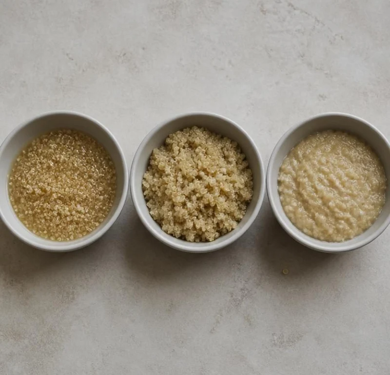 Identify the quinoa texture before rescuing it