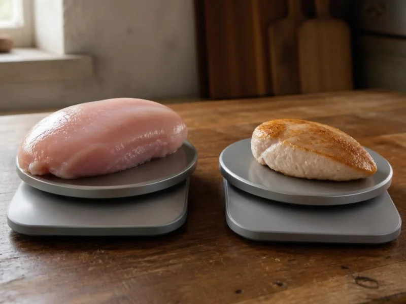 Raw and cooked portions are not interchangeable